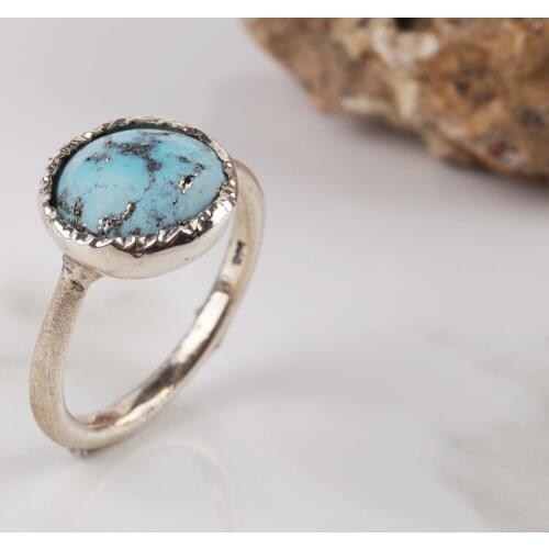UM US JEWELRY Turquoise Natural Stone 925 Sterling Silver Women 'S Ring