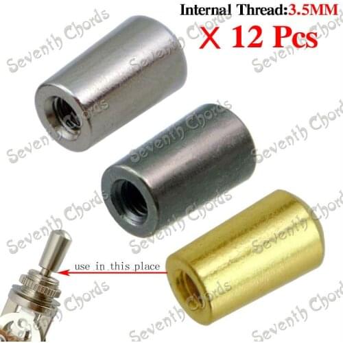 12 Pcs Internal thread 3.5mm Brass Electric Guitar Toggle Switches Knobs Tip Cap Buttons - 3 Color for choose