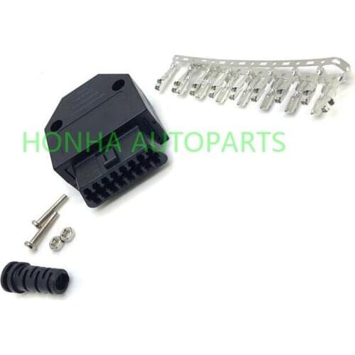 OBDII OBD2 16Pin Female Connector OBD II Female Plug Adapter OBD 2 Connector With Enclosure OBD plug + case + terminal + screw