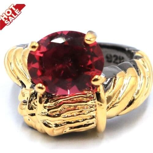 23x17mm Sublime Antique Vintage Created Pink Tourmaline Leopard Ladies Gift Black Gold Silver Rings