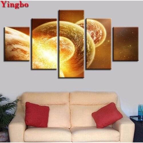 5 pcs 5d diy diamond painting Universe Planet Scenery full square rhinestone embroidery diamond round cross stitch mosaic decor