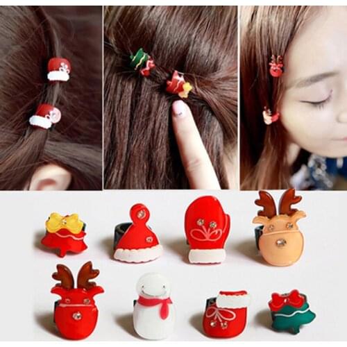 6pcs/lot Cute Mini Children 's Christmas Ornaments Santa Claus Snowman Deer Hair Accessories Claws Baby Girls Hair Clip