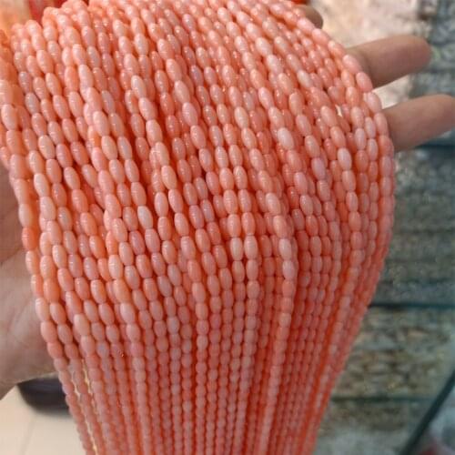 3x6mm Rice Shape Natural Coral Beads For Bracelet Necklace Jewelry Making Loose Spacer Coral Beads DIY Accessories
