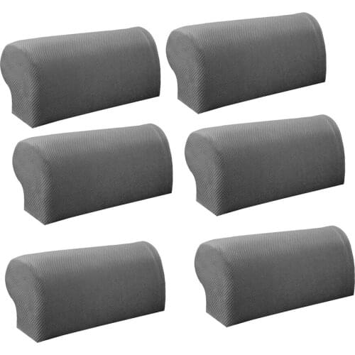 6 Pieces Grey Stretchable Sofa Armrest Covers Armchair Slipcovers Arm Rest Caps Furniture Protector