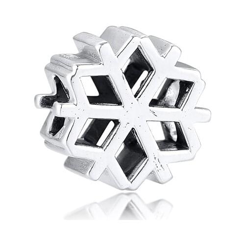 CKK Polished Snowflake Charms 925 Original Fit Pandora Bracelet Sterling Silver Charm Beads for Jewelry Making Bead kralen