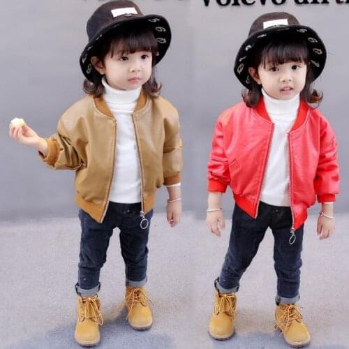 2017 children girl boy winter PU coat thickening warm velvet jackets kids baby tops coats