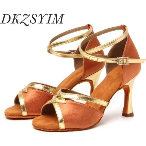 DKZSYIM Latin Dance Shoes for Women/Ladies/Girls Ballroom Salsa Tango Sneakers Training Dance Shoes Hells 5CM Dance Sandals New