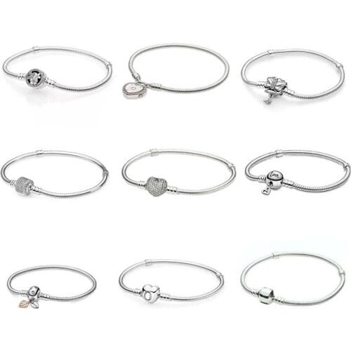 100% 925 Sterling Silver 8 Exquisite Jewelry Pan Bracelets Favorite Gift Jewelry For Ladies