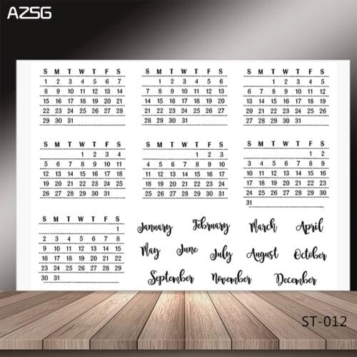 AZSG Simple style calendar Clear Stamps/Seal For Scrapbooking/Card Making/Album Decorative Rubber Stamp DIY Crafts
