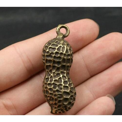 46mm Collection Curio Chinese Bronze Peanut Groundnut Lucky Small Bell Pendant