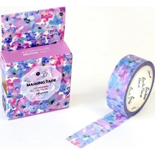 Box of purple washing tape Flowers of Imagination Decorative Washi diy Tape Bullet Journal Adhesive Tape Kawaii Stationery