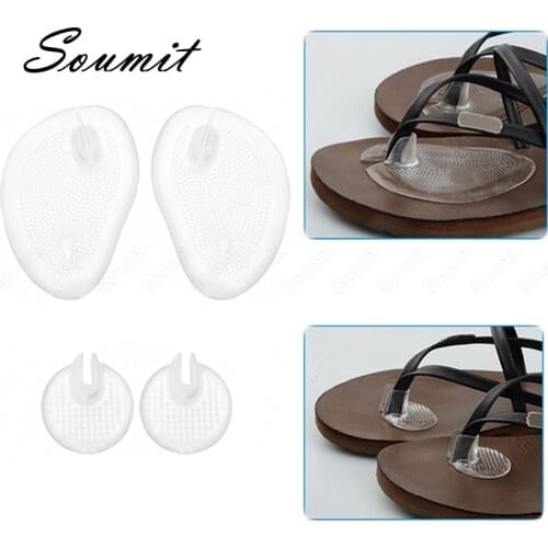 Summer Silicone Insoles for Sandals Flip Flops Anti-Slip Forefoot Insert Shoes Pad Foot Folder Self-adhesive Sticker Toe Cushion