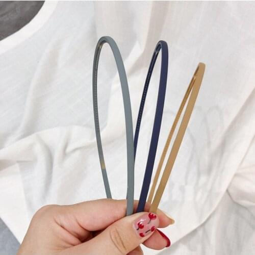 Hot Sale Fashion Solid Color Frosted Non-Slip Resin Hair Band Turban Ladies Thin Plastic Headband Baffle Hair Band Accessories