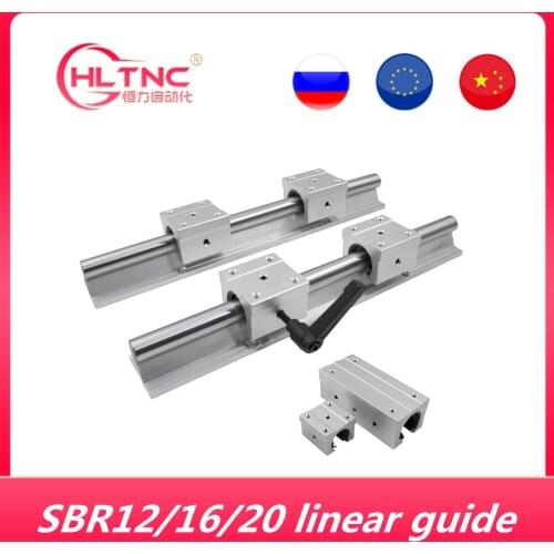 Linear guide rail 2pcs SBR16 / SBR12 / SBR20 + 4pcs SBR16UU / SBR12UU / SBR20UU linear bearing blo16UU slide block for cnc parts