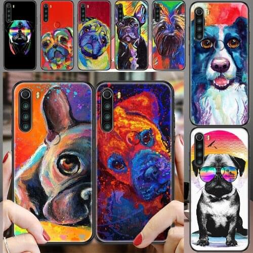 Pug Bulldog Cute Cartoon Painted Phone case For Xiaomi Redmi Note 7 7A 8 8T 9 9A 9S K30 Pro Ultra black tpu prime trend cover