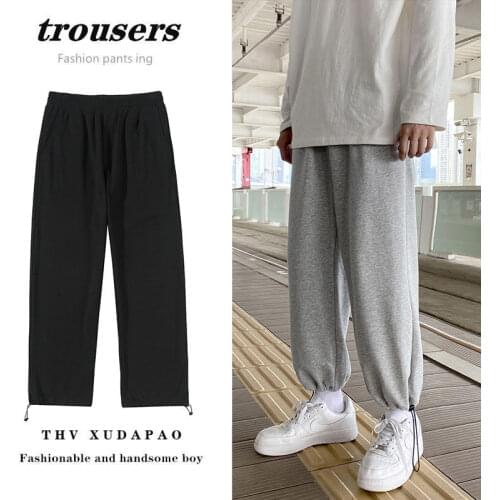 Sweatpants Men 2021 Grey Spring Summer Cotton Face Casual Loose Couples Movement Black Streets College Fashion Trend