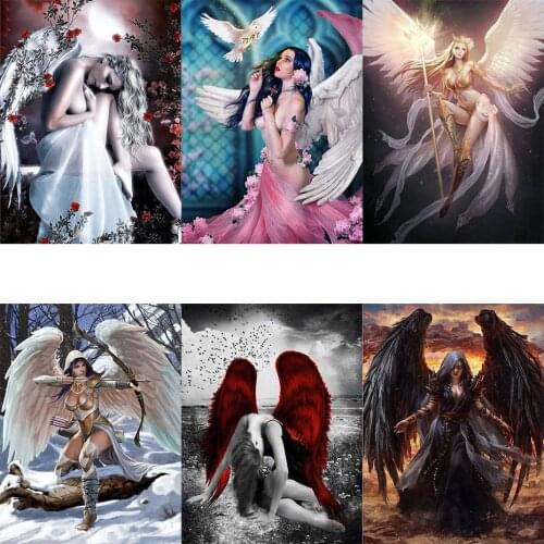 Oil Painting By Numbers "Angel Beauty" "Black Angel" Drawing On Canvas Wall Art HandPainted Home Decor DIY Festival Gifts