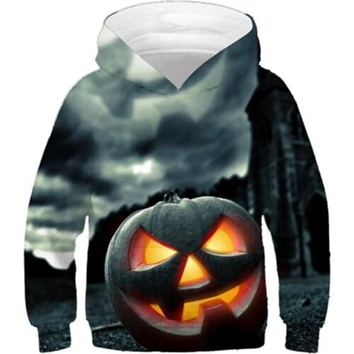 New 2020 Autumn Children Cool 3D Sweatshirts Boys Girls Kids Funny Halloween Pumpkin lantern Skull Printed Hoodies Punk Clothes