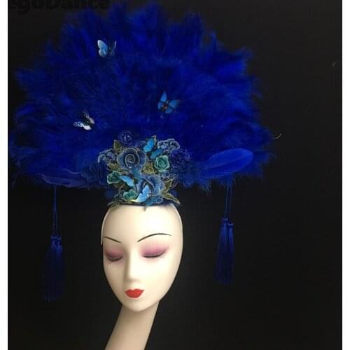 New Girl Princess Props Headwear China Ancient Queen Headdress Butterfly Feather Hairband Stage Show Crown