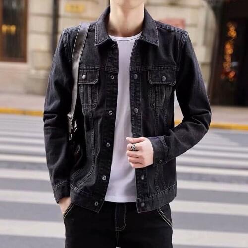 Spring Autumn 2021 new trendy brand black denim jacket men Korean loose wild Hong Kong style plus size street teenager coat top