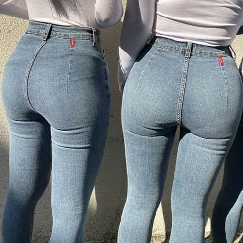 Autumn Winter Womens Jeans High Waist Stretch Skinny Denim Pants Blue Retro Washed Elastic Slim Pencil Trousers y2k Baggy Jeans