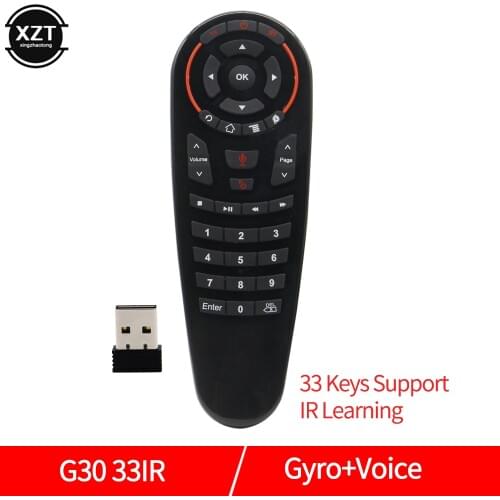 New G30S 2.4G Gyroscope Wireless Air Mouse 33 Keys IR Learning Smart Voice Remote Control for X96 mini H96 MAX Android Box