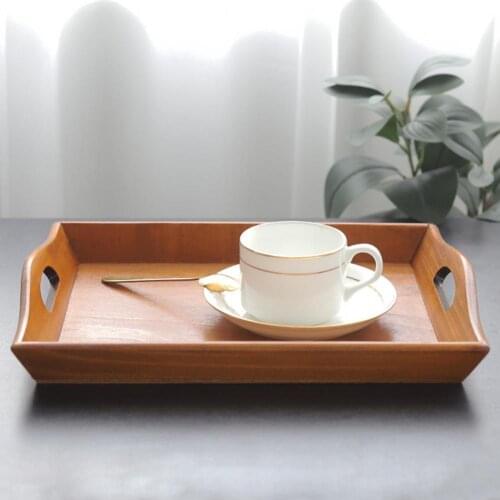Retro Wooden Rectangular Serving Tray Fruit Food Snack Plate Table Plate Snacks Food Storage Dishes Kitchen Supplies