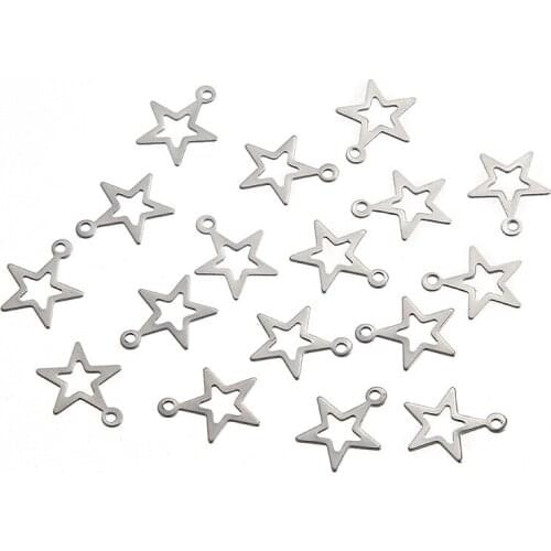 Seasha 100pcs/bag 18x15mm Stainless Steel Jewelry Making DIY Findings Star Shape Lucky Charms Pendants for Accessory
