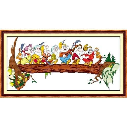 Seven Dwarfs cross stitch kit cartoon people 14ct 11ct count fabric canvas cotton x stitching embroidery DIY handmade needlework