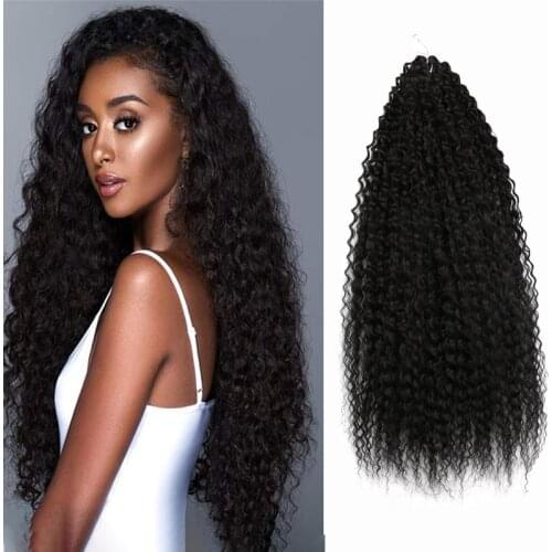 Synthetic Crochet Hair Afro Yaki Kinky Curly Soft Black Brown Ombre Crochet Braiding Hair Extensions Marly Hair for Women