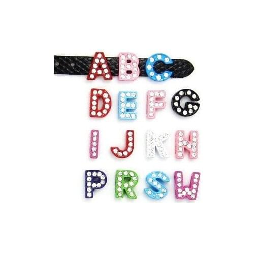 8MM Enamel Full Rhinestone Slide Letters 20PCS/lot " A--M Can Choose Each Letter " Fit For DIY Phone Strips & Wristband