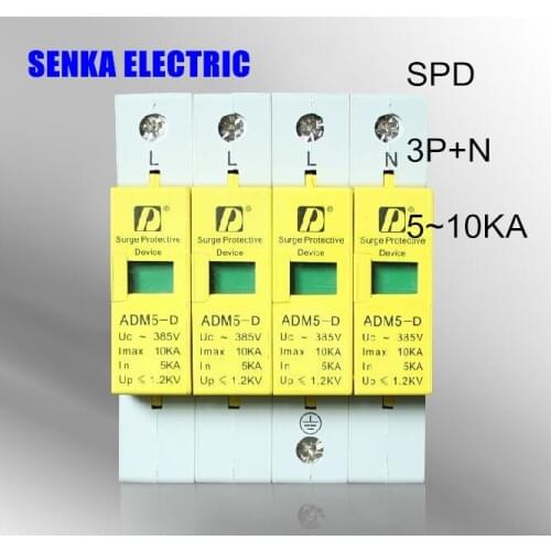SPD 3P+N 5-10KA surge arrester protection device electric surge protector D ~385V AC