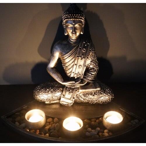 Zen Buddha statue candlestick SPA beauty salon decorative ornaments Asian style Buddha statue living room home craft decoration