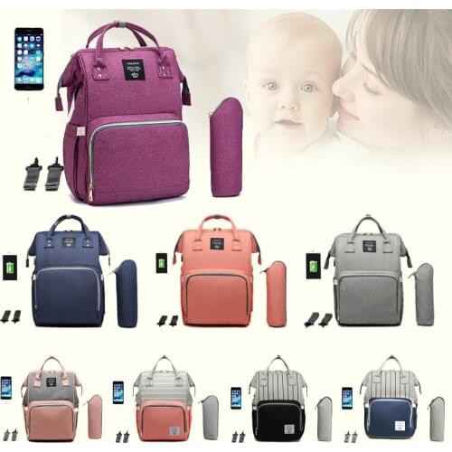 LEQUEEN Mummy Bag Usb Diaper Bag Multifunctional Large-capacity Backpack Maternal and Child Care Outing Travel Bag Baby Backpack