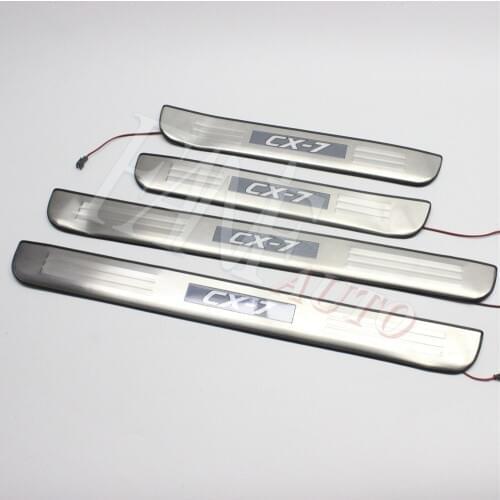 Stainless Steel Led Door Sill Scuff Plate Guard Sills Protector Trim For Mazda CX7 CX-7 2006-2012