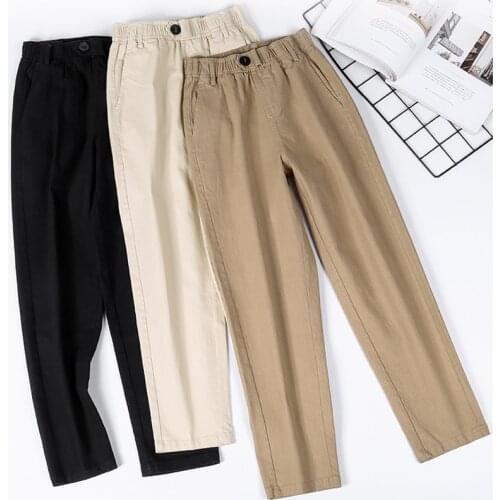 Loose High Waist Thin Pants Women Spring Autumn Femme Fashion Simple Casual Solid Pants Girls All-Match Fresh Trousers Female