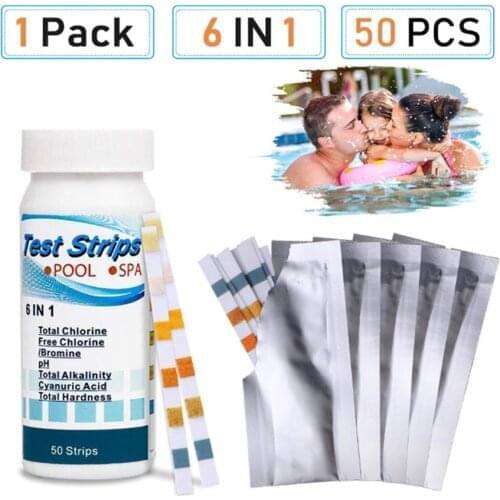 Swimming Pool Test Strips 6 in 1 50pcs 17S with Pool Earplugs Spa Bath Water Quality Test PH Tester Pool Cleaner Accessories