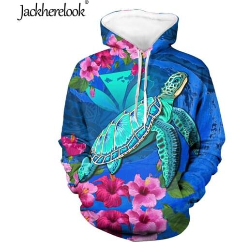 Jackherelook Kanaka Maoli Turtle Polynesian Hibiscus Plumeria Brand Design Casual Loose Sweatshirts Long Sleeve Oversize Hoodies