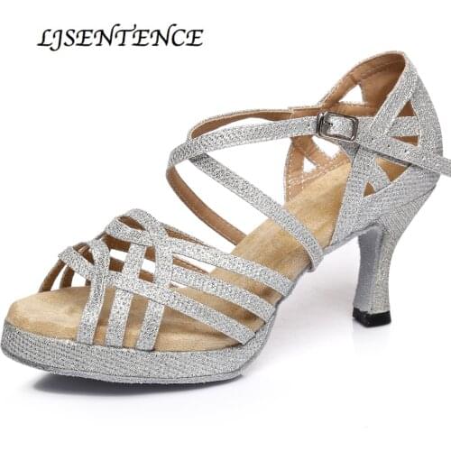 Latin Dance Shoes with Platform Jazz Shoes Ballroom Dancing Girls Rhinestone High Heels Glitter Bachata Salsa Dancing Shoes