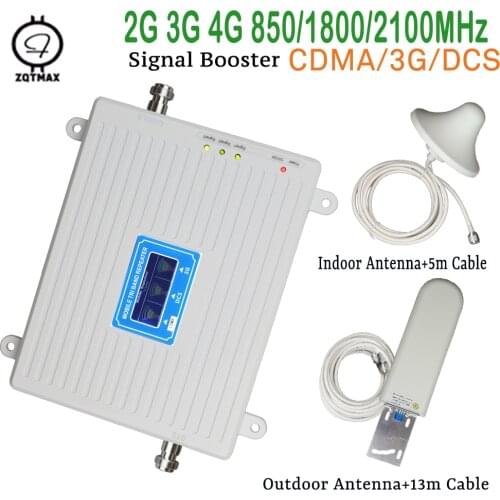 850 1800 2100MHz 2G 3G 4G mobile signal booster gsm cell phone repeater umts cellular amplifier with outdoor indoor antenna sets