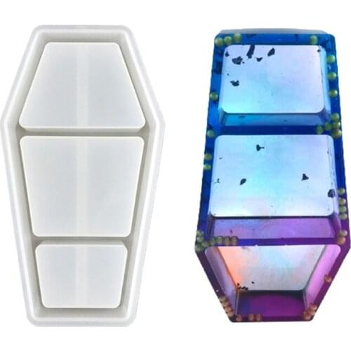 X4YA Coffin Storage Box Epoxy Resin Mold Organizer Rack Silicone Mould DIY Craft Mold