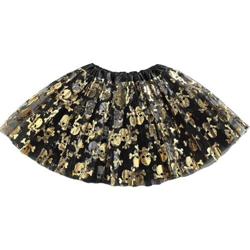 Kids Girl Midi Skirt Halloween Pumpkin Patterns High Elastic Waist Mesh Tutu Pleated Skirt for Toddler Children Infant Girls New