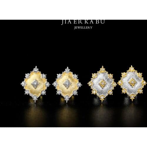 925 Silver Zircon Ear Stud Jewelery Women European Court style vintage style