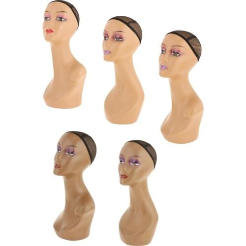 Female Head Model Manikin Mannequin Wig Scarf Glasses Hat Caps Display Stand Full Makeup Wig Head Mannequin Bust Wig Head Stand