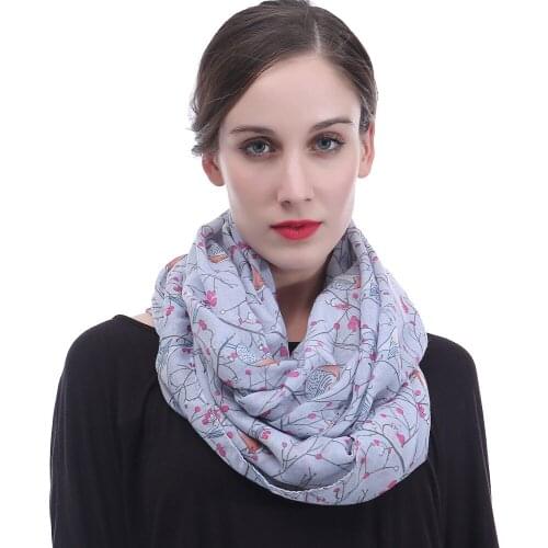 Birds on Tree Print Infinity Loop Scarf Snood Scarves Womens Accessories Gift