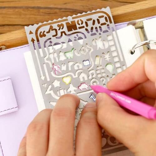 1pc/lot Creative Portable Stainless Steel Graffiti Drawing Ruler Diary DIY template reluers School stationery supplies (tt-2810