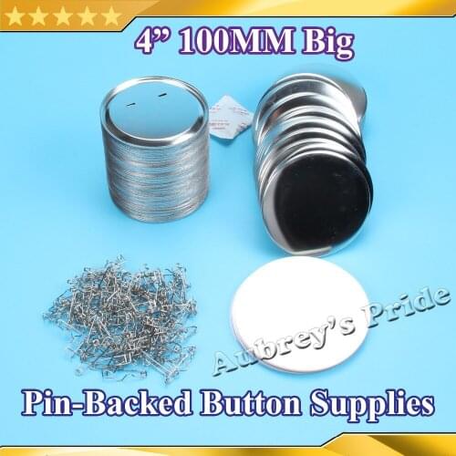 100 Sets 4" 100mm Pin Back Metal Pinback Button Supply Materials for Professional All Steel Badge Button Maker