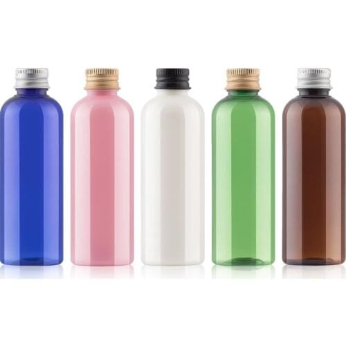 100ml X 48 Brown Blue Green Translucent Pink Pure Dew Empty Refillable Bottle With Silver/Gold/Black Aluminum Screw Cover