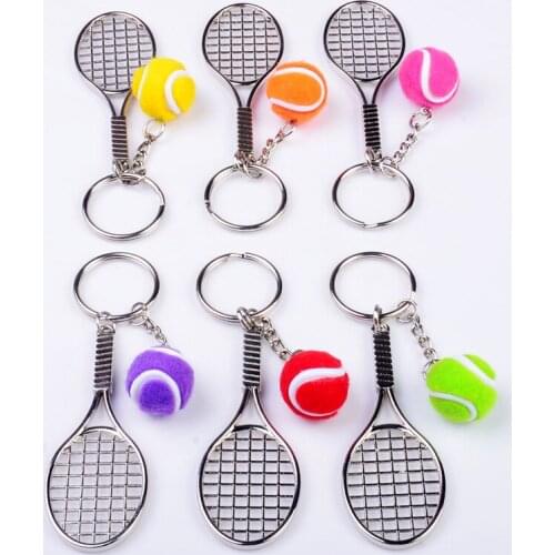 200pcs/lot New Metal Tennis Ball Keychains Fashion Novelty Sports Keyrings Gifts for Promotion