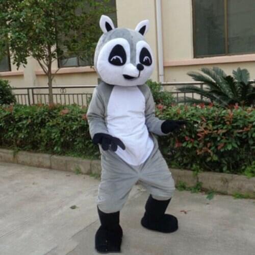 2019 Grey Raccoon Panda Bear Mascot Costume Animal Cosplay Adult Halloween Dress High Quality Cartoon Character Unisex Clothing